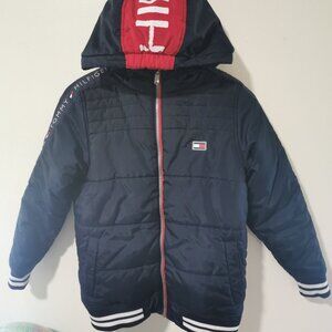 Tommy Hilfiger Boy's Blue Hooded Puffer Bomber Jacket M (10-12)
